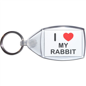 I Love My Rabbit - Clear Plastic Key Ring Size Choice New I Love My Rabbit - Clear Plastic Key Ring Size Choice New