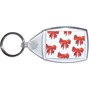Bow Pattern - Clear Plastic Key Ring Size Choice New Bow Pattern - Clear Plastic Key Ring Size Choice New