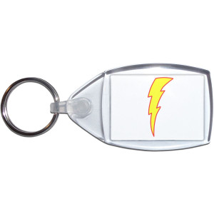 Lightning Bolt White - Clear Plastic Key Ring Size Choice New