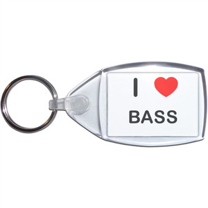 I Love Bass - Clear Plastic Key Ring Size Choice New