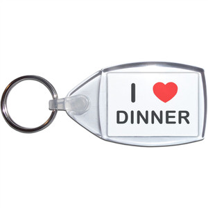 I Love Dinner - Clear Plastic Key Ring Size Choice New I Love Dinner - Clear Plastic Key Ring Size Choice New