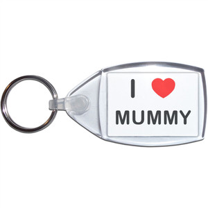 I love Mummy - Clear Plastic Key Ring Size Choice New