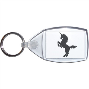 Unicorn Silhouette - Clear Plastic Key Ring Size Choice New