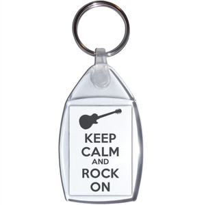Keep Calm and Rock On - Clear Plastic Key Ring Size Choice New Keep Calm and Rock On - Clear Plastic Key Ring Size Choice New