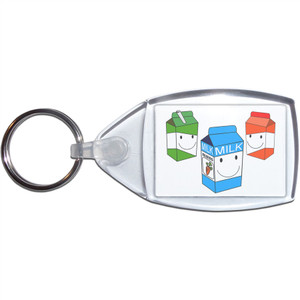 Milk & Juice Cartons - Clear Plastic Key Ring Size Choice New Milk & Juice Cartons - Clear Plastic Key Ring Size Choice New