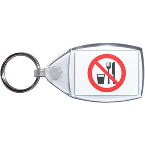 No Food or Drink - Clear Plastic Key Ring Size Choice New