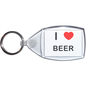 I Love Beer - Clear Plastic Key Ring Size Choice New
