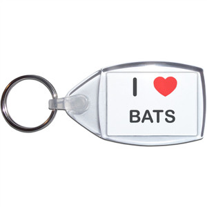I Love Bats - Clear Plastic Key Ring Size Choice New