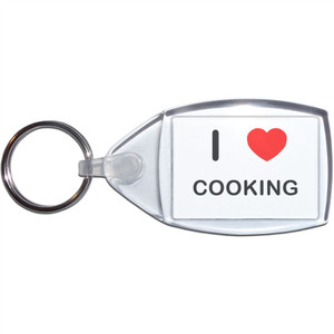 I Love Cooking - Clear Plastic Key Ring Size Choice New