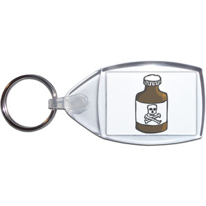 Poison Bottle - Clear Plastic Key Ring Size Choice New