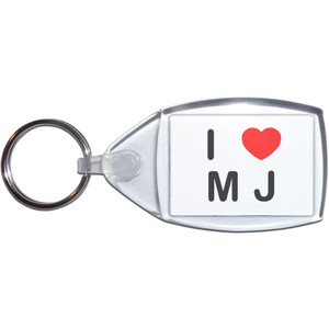I Love MJ - Clear Plastic Key Ring Size Choice New