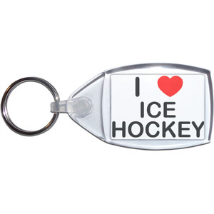 I Love Ice Hockey - Clear Plastic Key Ring