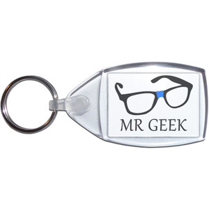 Mr Geek - Clear Plastic Key Ring Size Choice New Mr Geek - Clear Plastic Key Ring Size Choice New