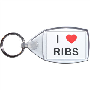 I Love Ribs - Clear Plastic Key Ring Size Choice New
