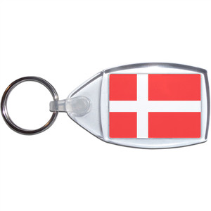 Denmark Flag - Clear Plastic Key Ring Size Choice New Denmark Flag - Clear Plastic Key Ring Size Choice New