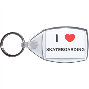 I love Skateboarding - Small Plastic Key Ring I love Skateboarding - Small Plastic Key Ring
