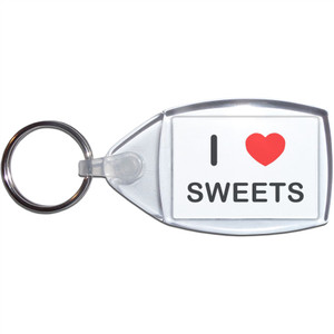 I Love Sweets - Clear Plastic Key Ring Size Choice New
