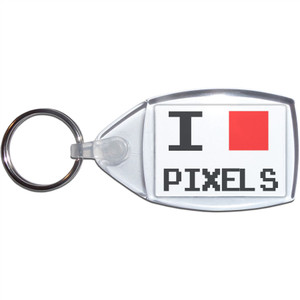 Pixel Love - Clear Plastic Key Ring Size Choice New Pixel Love - Clear Plastic Key Ring Size Choice New