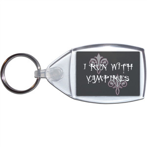 I Run With Vampires - Clear Plastic Key Ring Size Choice New