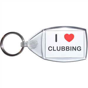 I love Clubbing - Clear Plastic Key Ring Size Choice New I love Clubbing - Clear Plastic Key Ring Size Choice New