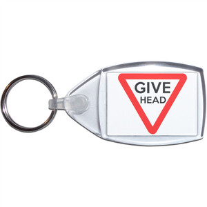 Give Head - Clear Plastic Key Ring Size Choice New Give Head - Clear Plastic Key Ring Size Choice New
