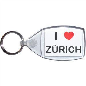 I Love Zurich - Clear Plastic Key Ring Size Choice New