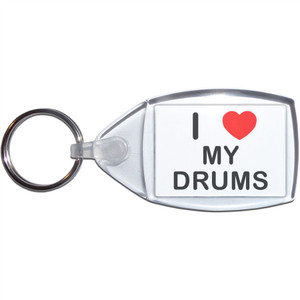 I Love My Drums - Clear Plastic Key Ring Size Choice New I Love My Drums - Clear Plastic Key Ring Size Choice New