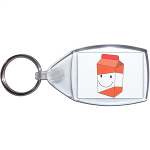 Orange Juice Carton - Clear Plastic Key Ring Size Choice New Orange Juice Carton - Clear Plastic Key Ring Size Choice New