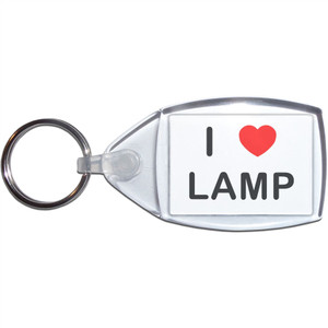 I love Lamp - Clear Plastic Key Ring Size Choice New