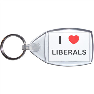 I love Liberals - Clear Plastic Key Ring Size Choice New