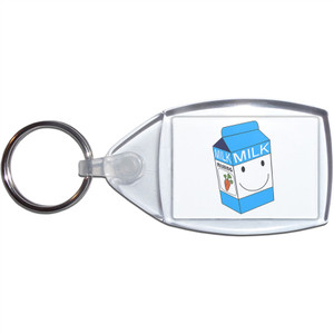 Milk Carton - Clear Plastic Key Ring Size Choice New Milk Carton - Clear Plastic Key Ring Size Choice New