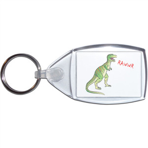 Dinosaur Rawwr! - Clear Plastic Key Ring Size Choice New Dinosaur Rawwr! - Clear Plastic Key Ring Size Choice New
