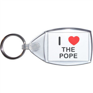 I Love The Pope - Clear Plastic Key Ring Size Choice New I Love The Pope - Clear Plastic Key Ring Size Choice New