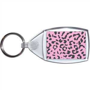 Pink Leopard Print - Clear Plastic Key Ring Size Choice New