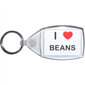 I Love Beans - Clear Plastic Key Ring Size Choice New