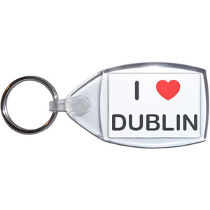 I Love Dublin - Clear Plastic Key Ring Size Choice New