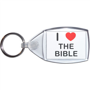 I love The Bible - Clear Plastic Key Ring Size Choice New