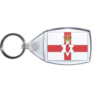 Northern Ireland Flag - Clear Plastic Key Ring Size Choice New Northern Ireland Flag - Clear Plastic Key Ring Size Choice New