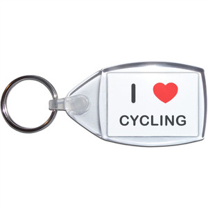 I Love Cycling - Clear Plastic Key Ring Size Choice New