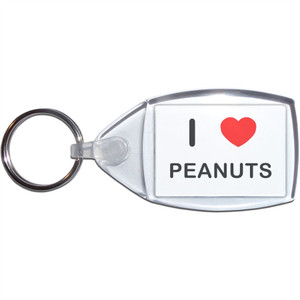 I Love Peanuts - Clear Plastic Key Ring Size Choice New
