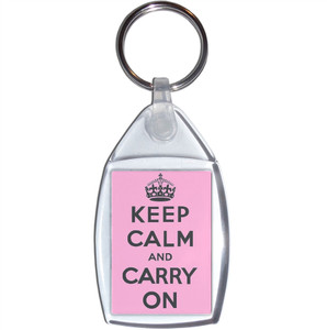 Pink Keep Calm and Carry On - Clear Plastic Key Ring Size Choice New Pink Keep Calm and Carry On - Clear Plastic Key Ring Size Choice New