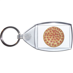 Pepperoni Pizza - Clear Plastic Key Ring Size Choice New Pepperoni Pizza - Clear Plastic Key Ring Size Choice New