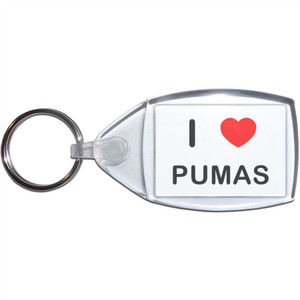 I Love Pumas - Clear Plastic Key Ring Size Choice New I Love Pumas - Clear Plastic Key Ring Size Choice New