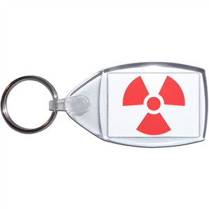Red Nuclear Symbol - Clear Plastic Key Ring Size Choice New Red Nuclear Symbol - Clear Plastic Key Ring Size Choice New