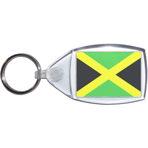Jamaica Flag - Clear Plastic Key Ring Size Choice New Jamaica Flag - Clear Plastic Key Ring Size Choice New