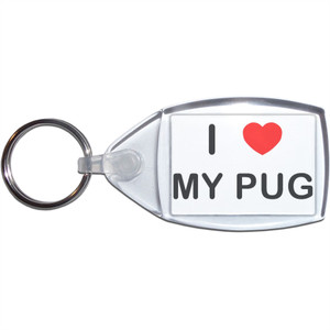 I Love My Pug - Clear Plastic Key Ring I Love My Pug - Clear Plastic Key Ring