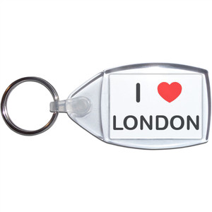 I Love London - Clear Plastic Key Ring Size Choice New I Love London - Clear Plastic Key Ring Size Choice New