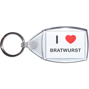 I Love Bratwurst - Clear Plastic Key Ring Size Choice New