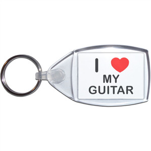 I Love My Guitar - Clear Plastic Key Ring Size Choice New I Love My Guitar - Clear Plastic Key Ring Size Choice New