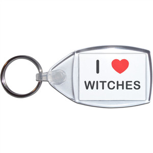I love Witches - Clear Plastic Key Ring Size Choice New